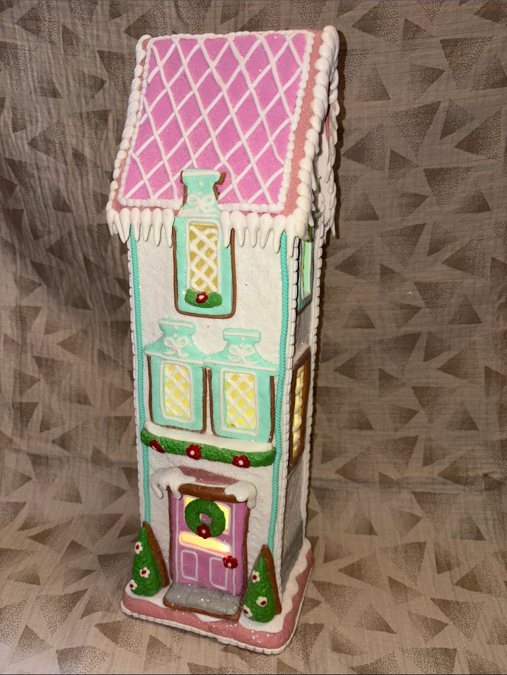 Pastel LED Gingerbread House 16.5” NWT